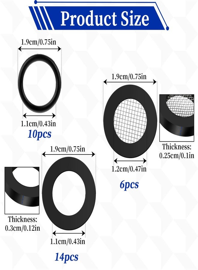 cobee 30 Pcs Shower Head Gasket, Hose Rubber Washer with Wire Mesh, Shower Head Filter Gasket for 1/2"" Fixed Shower Head/Handheld Shower Hose(30 Pcs Set), 586346_1_QQ4PrDUd1 - Image 3