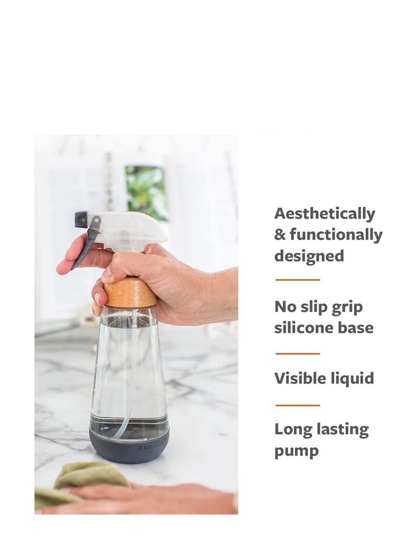 Full Circle Full Circle Bottle Service - Refillable Glass Spray Bottle for Cleaning - Versatile Stream & Mist Options, Bamboo Details, Silicone Boot - Ideal for Non-Toxic Solutions & Plant Care, 16oz, Gray - Image 5