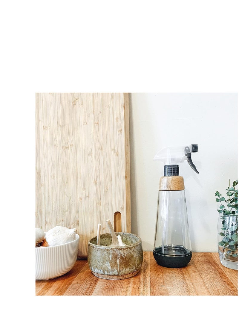 Full Circle Full Circle Bottle Service - Refillable Glass Spray Bottle for Cleaning - Versatile Stream & Mist Options, Bamboo Details, Silicone Boot - Ideal for Non-Toxic Solutions & Plant Care, 16oz, Gray - Image 4
