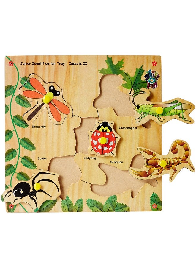 Skillofun Skillofun Wooden Junior Identification Tray Insects I with Knobs, Multi Color