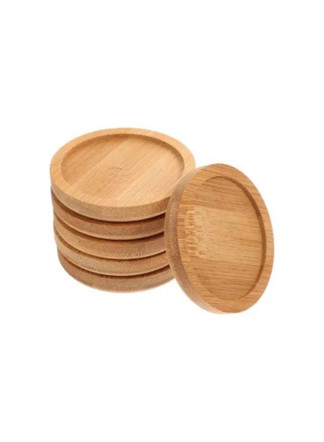 6-Piece Wooden Coaster Set with Holder – Natural Wood Drink Coasters for Cups, Mugs & Glasses – Heat-Resistant, Non-Slip, Stylish Table Protection for Home or Office - Image 2