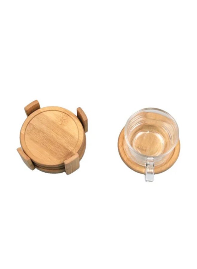 6-Piece Wooden Coaster Set with Holder – Natural Wood Drink Coasters for Cups, Mugs & Glasses – Heat-Resistant, Non-Slip, Stylish Table Protection for Home or Office - Image 3