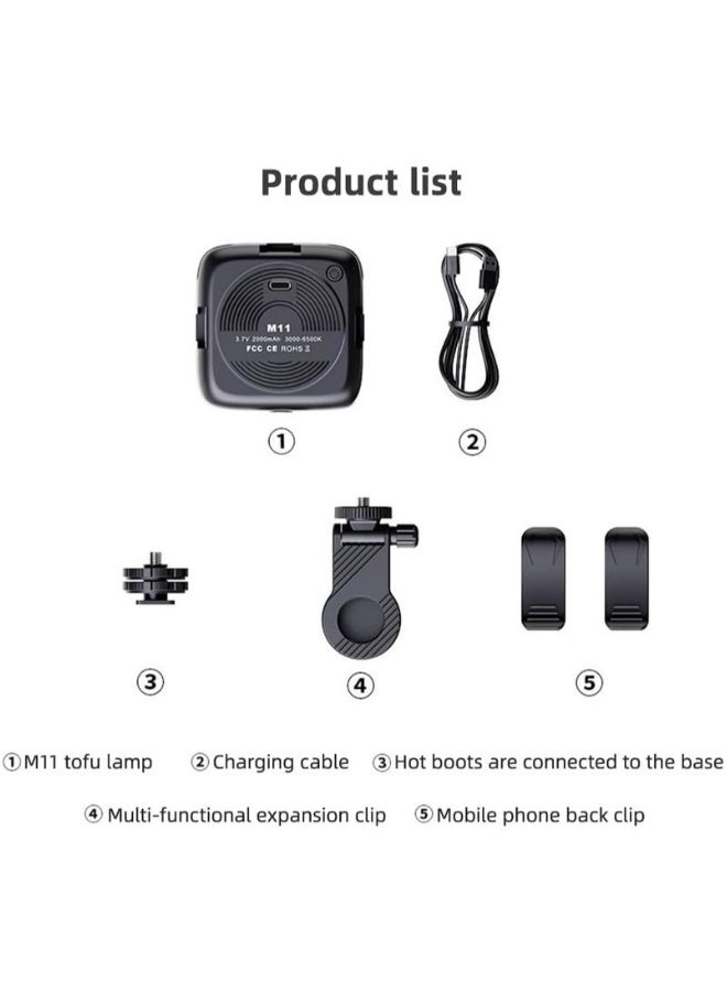 Mlbose M11 LED Video Lamp 4.5W Pocket LED Video Light – Portable Bi-Color Vlog Lamp with 2000mAh Battery, 3000K-9900K Dimmable, 64 LEDs, Clip & Hot Shoe Mount – M11 Photography Light - Image 4