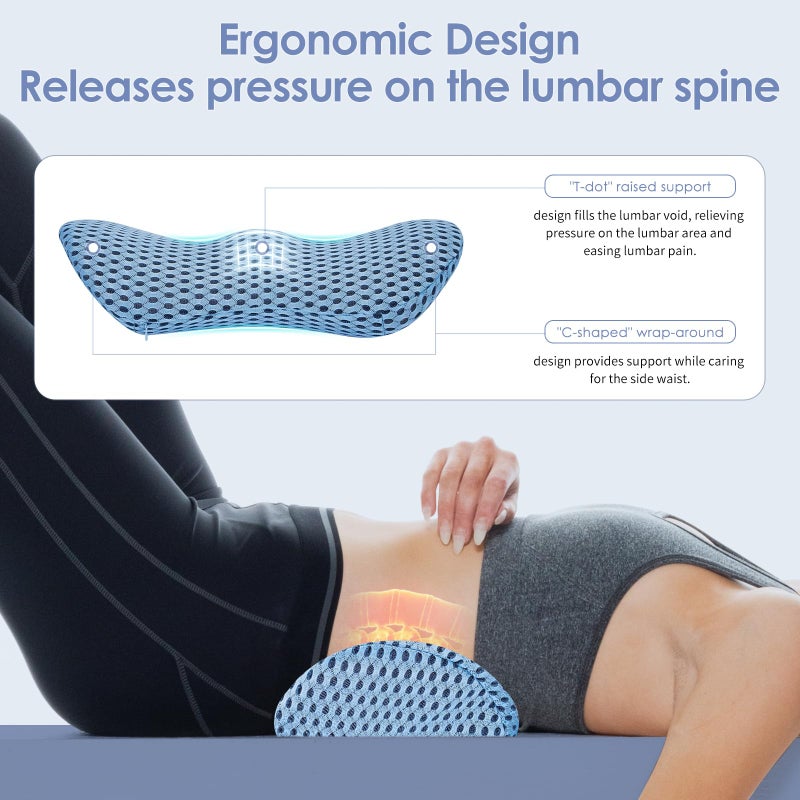 kasney Lumbar Support Pillow, Back Pillow for Low Back Pain Relief, Ergonomic Streamline Car Seat, Office Chair, Recliner and Bed (Blue) - Image 3