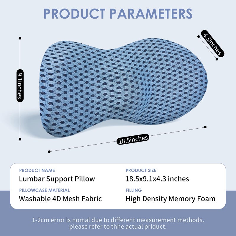kasney Lumbar Support Pillow, Back Pillow for Low Back Pain Relief, Ergonomic Streamline Car Seat, Office Chair, Recliner and Bed (Blue) - Image 5