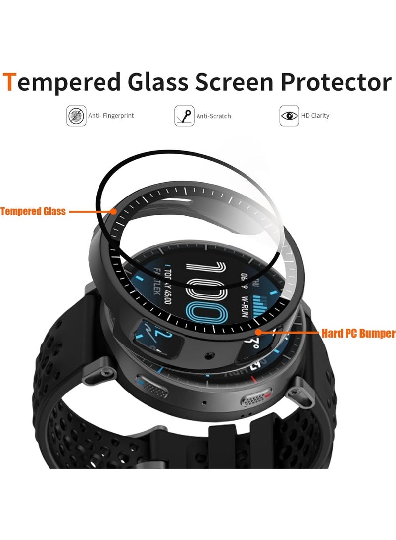 قضية Amazfit Active Max A2557 زجاج مقلص + غطاء الكمبيوتر الشخصي الصلب ، تغطية حالة الوقاية المتوافقة مع اكسسوارات Amazfit Active Max Protector (واضحة) - Image 3
