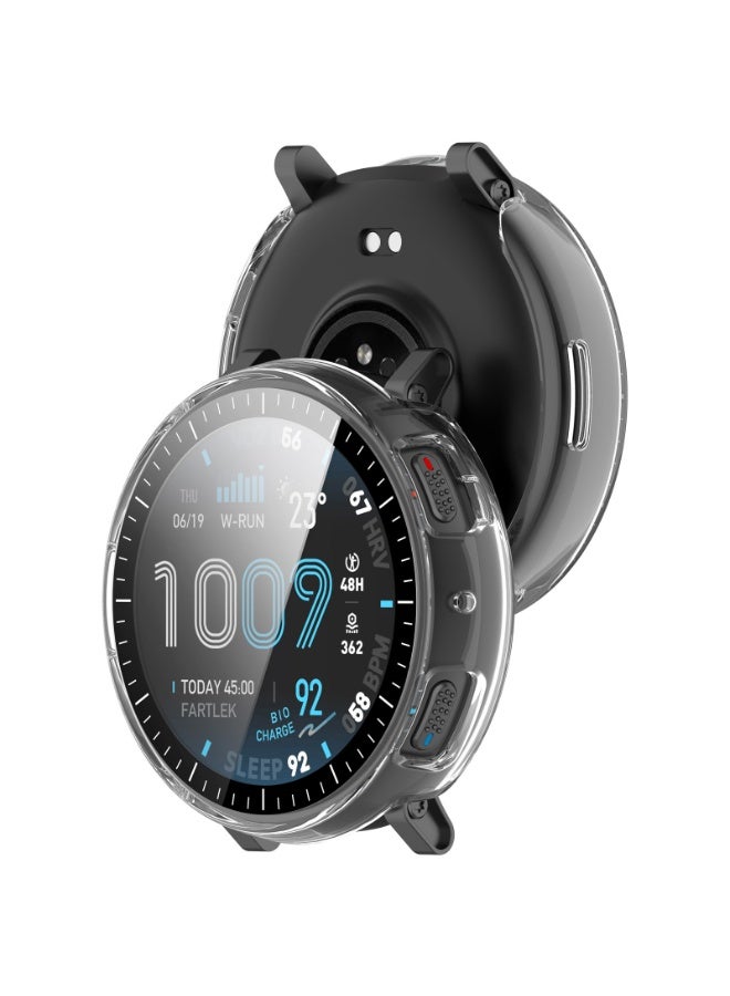 قضية Amazfit Active Max A2557 زجاج مقلص + غطاء الكمبيوتر الشخصي الصلب ، تغطية حالة الوقاية المتوافقة مع اكسسوارات Amazfit Active Max Protector (واضحة) - Image 5
