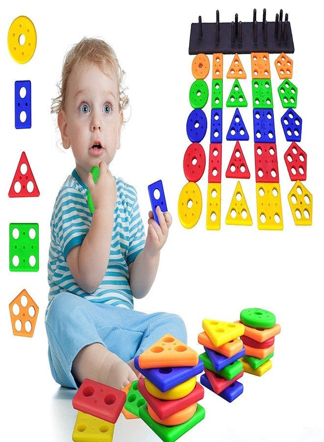 Prosper Plastic Angle Stacking Toys | Geometric Shape Matching 5 Column Blocks Montessori Educational Toys Learning Toys - Image 4