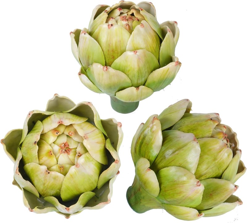 Notakia 3Pcs Green Large Faux Artichokes for Decoration Bowl Fillers Fake Fruit Artificial Artichokes That Look Real Realistic Fake Vegetable Decor for Home Kitchen Table Party Centerpiece - Image 1