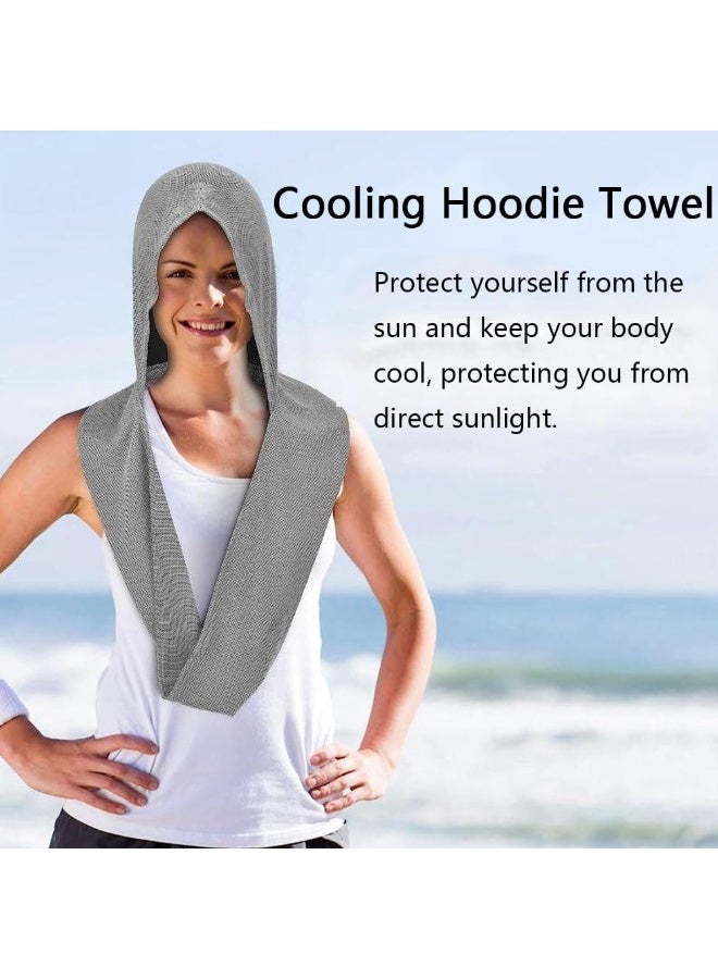 Relex Cooling Hoodie Towel, Soft Comfortable Fast Drying Hoodie Multifunctional Sun Protections Neck Wrap Scarf & Head Towel Outdoor Sunscreen Cooling Sweatband for Cycling Gym Yoga Camping (Grey) - Image 5