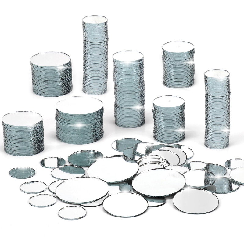 Nitelemn 250 Pieces Small Circle Craft Mirror Mini Round Glass Crafts Mosaic Mirror Tiles for Crafts and DIY Projects Supplies Home Decoration 075 Inch 1 Inch 12 Inch 15Inch - Image 2