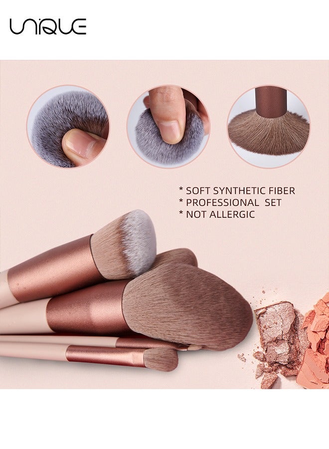 Unique Makeup Brushes Set - 13 Pieces Professional Make Up Brush - Premium Foundation Brushes Concealers Eyeshadow Eyebrow Blush Cosmetic Brushes Kit with Portable Storage Bag（Coffee Color） - Image 3