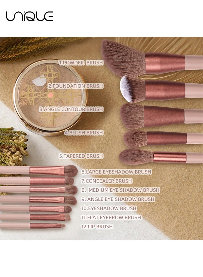 Unique Makeup Brushes Set - 13 Pieces Professional Make Up Brush - Premium Foundation Brushes Concealers Eyeshadow Eyebrow Blush Cosmetic Brushes Kit with Portable Storage Bag（Coffee Color） - Image 2