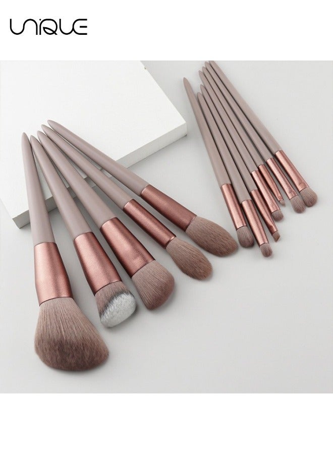 Unique Makeup Brushes Set - 13 Pieces Professional Make Up Brush - Premium Foundation Brushes Concealers Eyeshadow Eyebrow Blush Cosmetic Brushes Kit with Portable Storage Bag（Coffee Color） - Image 4