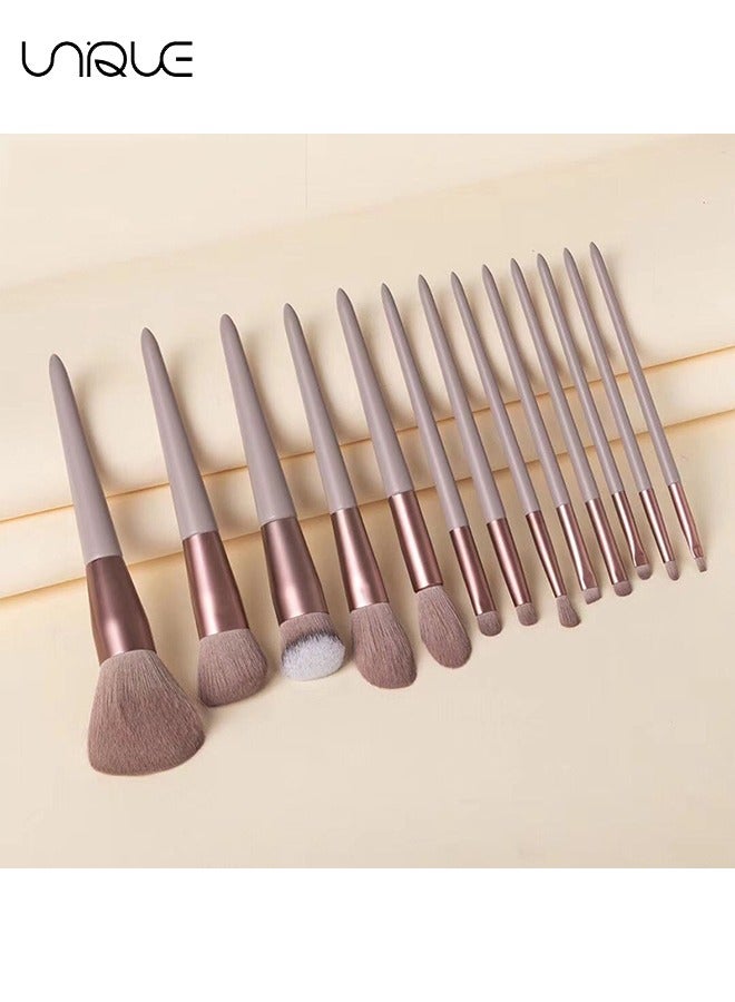 Unique Makeup Brushes Set - 13 Pieces Professional Make Up Brush - Premium Foundation Brushes Concealers Eyeshadow Eyebrow Blush Cosmetic Brushes Kit with Portable Storage Bag（Coffee Color） - Image 5