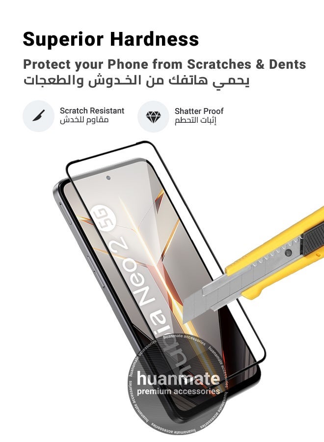 huanmate ZTE Nubia Neo 2 Screen Protector – Premium Edge to Edge Tempered Glass, High Transparency, Delicate Touch, Anti-Explosion, Smooth Arc Edges, Easy Installation - Image 3