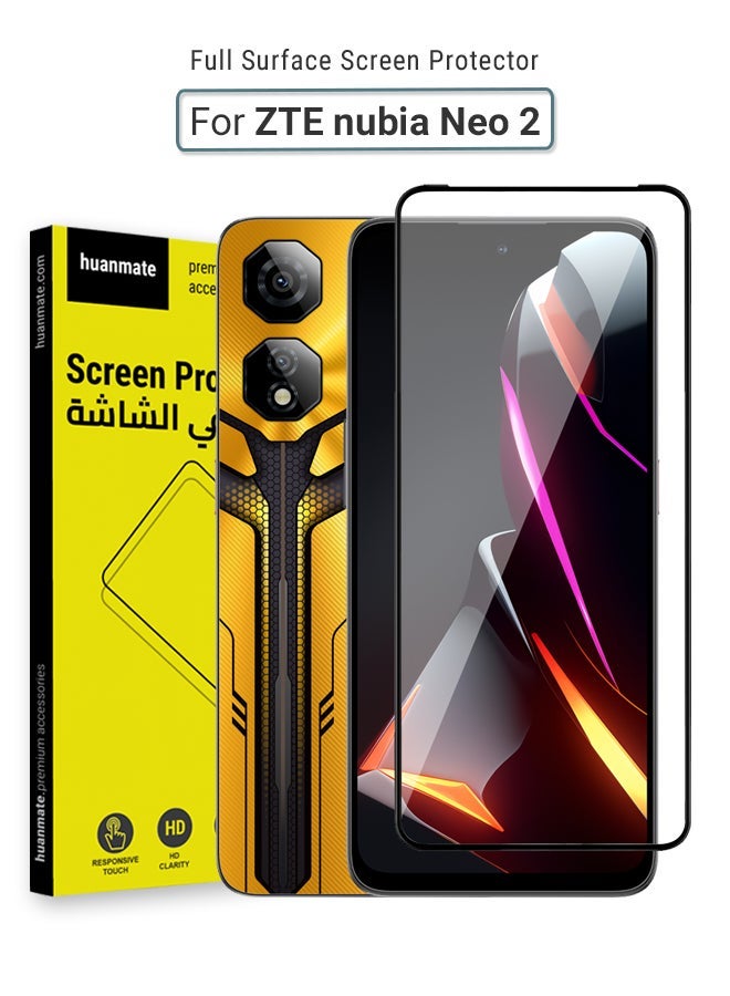 huanmate ZTE Nubia Neo 2 Screen Protector – Premium Edge to Edge Tempered Glass, High Transparency, Delicate Touch, Anti-Explosion, Smooth Arc Edges, Easy Installation - Image 1