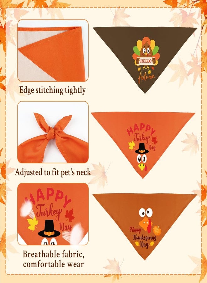 Bolake 3 Pack Fall Dog Bandanas Thanksgiving Dog Bandanas with Classic Thanksgiving Patterns Adjustable Triangle Accessories Scarf for Small Medium Large Dogs Cats Pets - Image 3