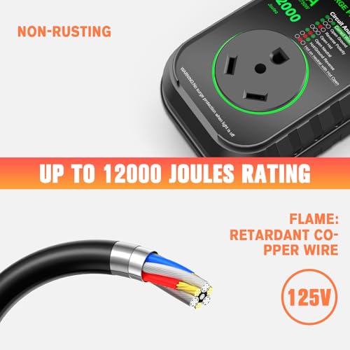 GEARGO RV Surge Protectors 30 Amp, 12000 Joules RV Circuit Analyzer, IP68 Surge Voltage Protection, RV Adapter Plug for Camper (Green) - Image 3