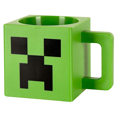 JINX Minecraft Creeper Face Square Plastic Mug, Green, 9.8 ounces - Image 2