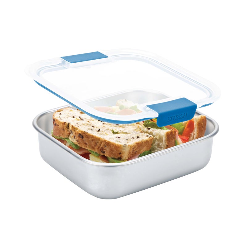 Smash 33063 Microwave Safe Stainless Steel Lunch Box 600 milliliters Blue