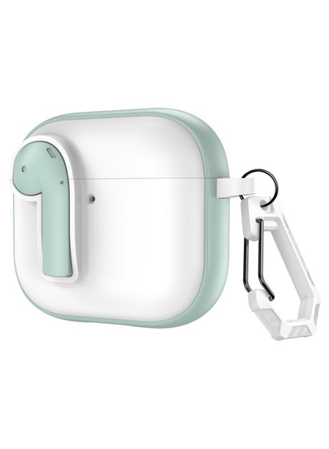 Suitable For Apple Airpods 4 Protective Case With Lock Switch Creative Headset Bluetooth Case Pro2 Soft Drop-proof Case-Color:White Green-Applicable Models:Airpods 3rd Generation