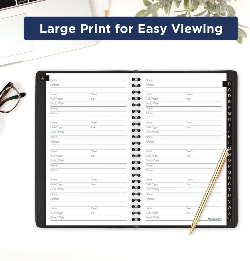 آت-أ-جلانس دفتر عناوين الهاتف، طباعة كبيرة، ٥٠٠ إدخال، ٤-٣/٤ بوصة × ٨ بوصة، أسود (٨٠Lp١١٠٥) - Image 2