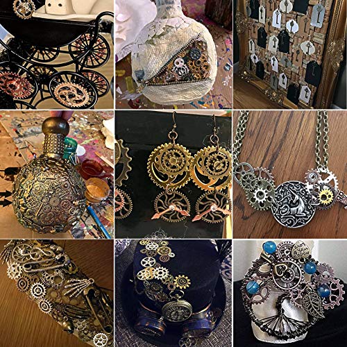 BIHRTC 200 Gram Antique Steampunk Gear DIY Assorted Mixed Color Metal Cog Wheel Skull Brass Key Pendant Charms for Craft Jewelry Making Accessory - Image 4