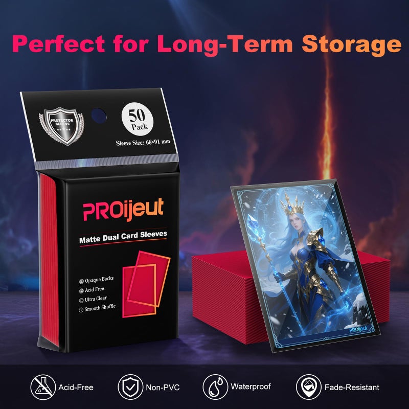 Proijeut 1200 Pack Card Sleeves, Matte Dual Trading Card Sleeves with Opaque Back & Smooth Shuffle, Tear Resistant Card Protectors for MTG, TCG and Game Cards (12 Colors) - Image 5