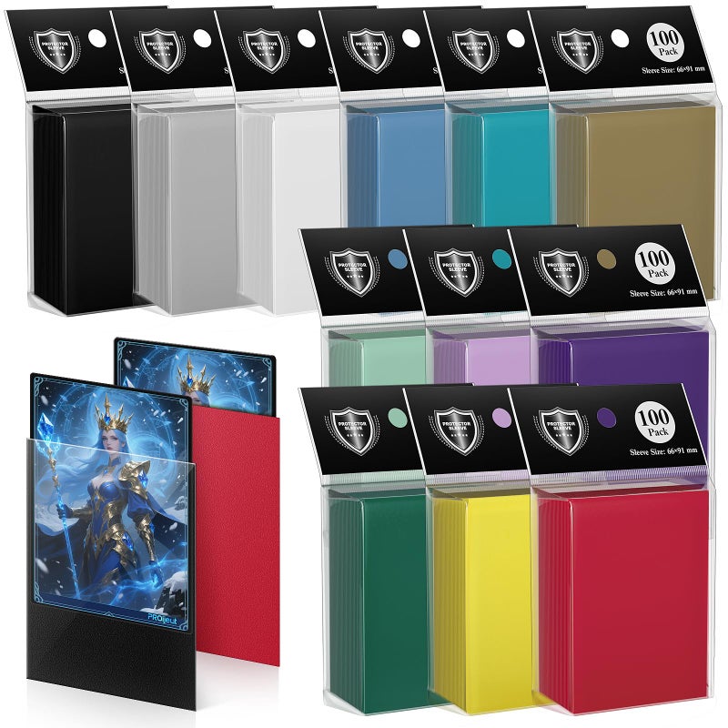 Proijeut 1200 Pack Card Sleeves, Matte Dual Trading Card Sleeves with Opaque Back & Smooth Shuffle, Tear Resistant Card Protectors for MTG, TCG and Game Cards (12 Colors) - Image 1