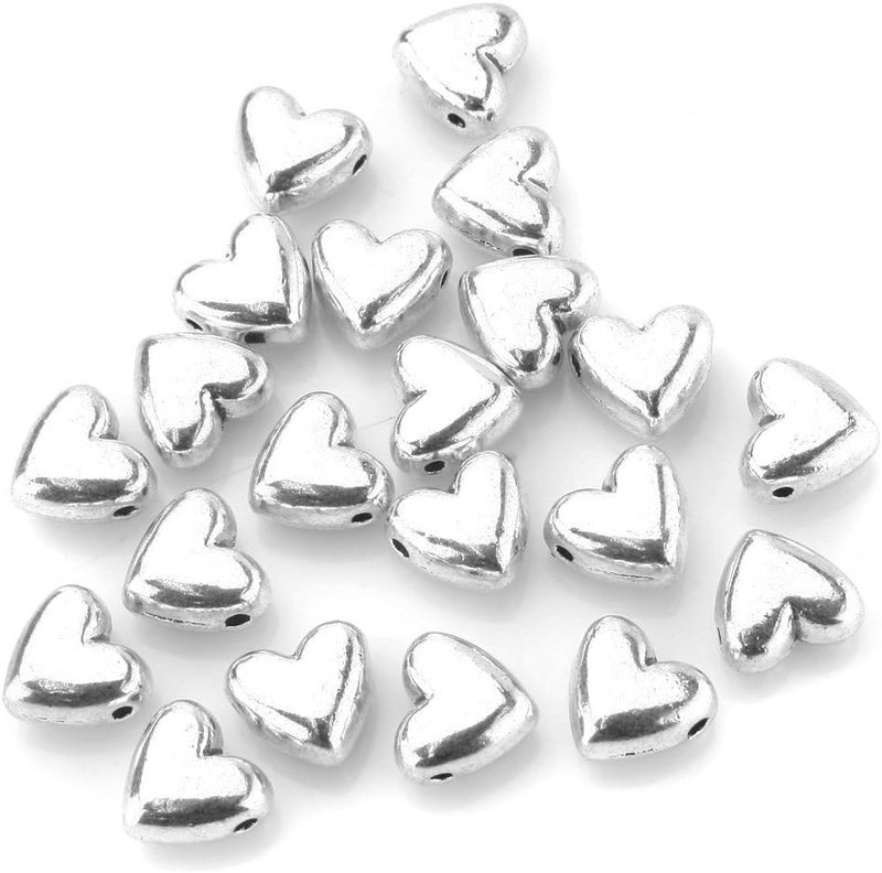 BEADNOVA 50pcs 9mm Tibetan Silver Sweet Heart Spacer Metal Beads for Jewelry Findings Making 03 - Image 1