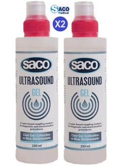 SACO Clear Ultrasound  Gel Colourless Bacteriostatic for Ultrasound and Doppler Machines and Monitors 250ml ( 2 Pack )