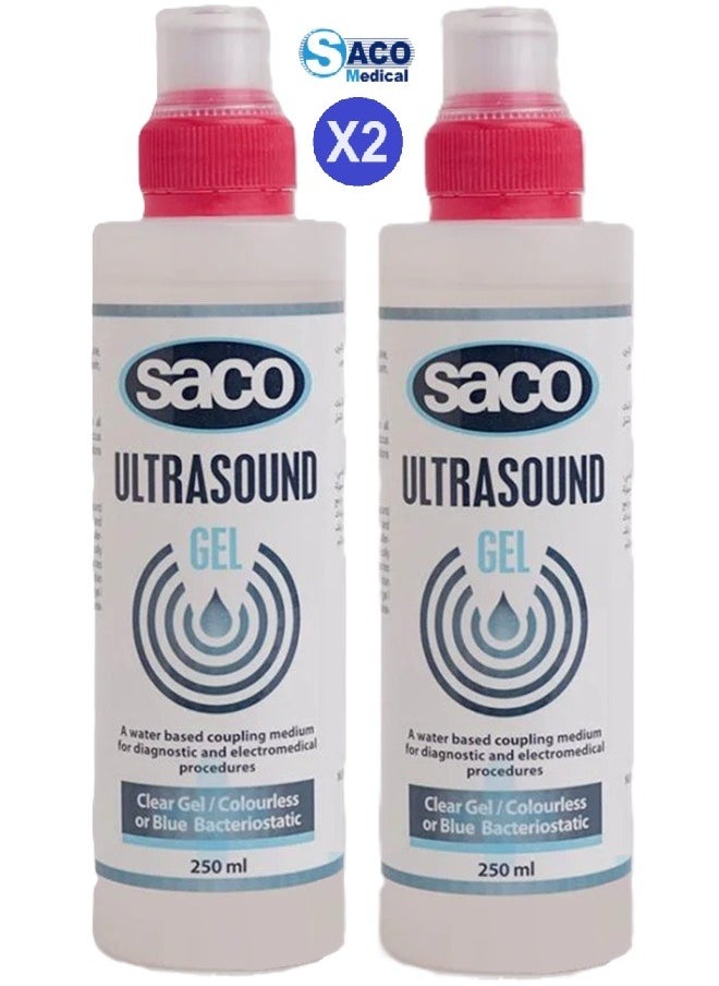 Saco - SACO Clear Ultrasound  Gel Colourless Bacteriostatic for Ultrasound and Doppler Machines and Monitors 250ml ( 2 Pack ) - Image 1