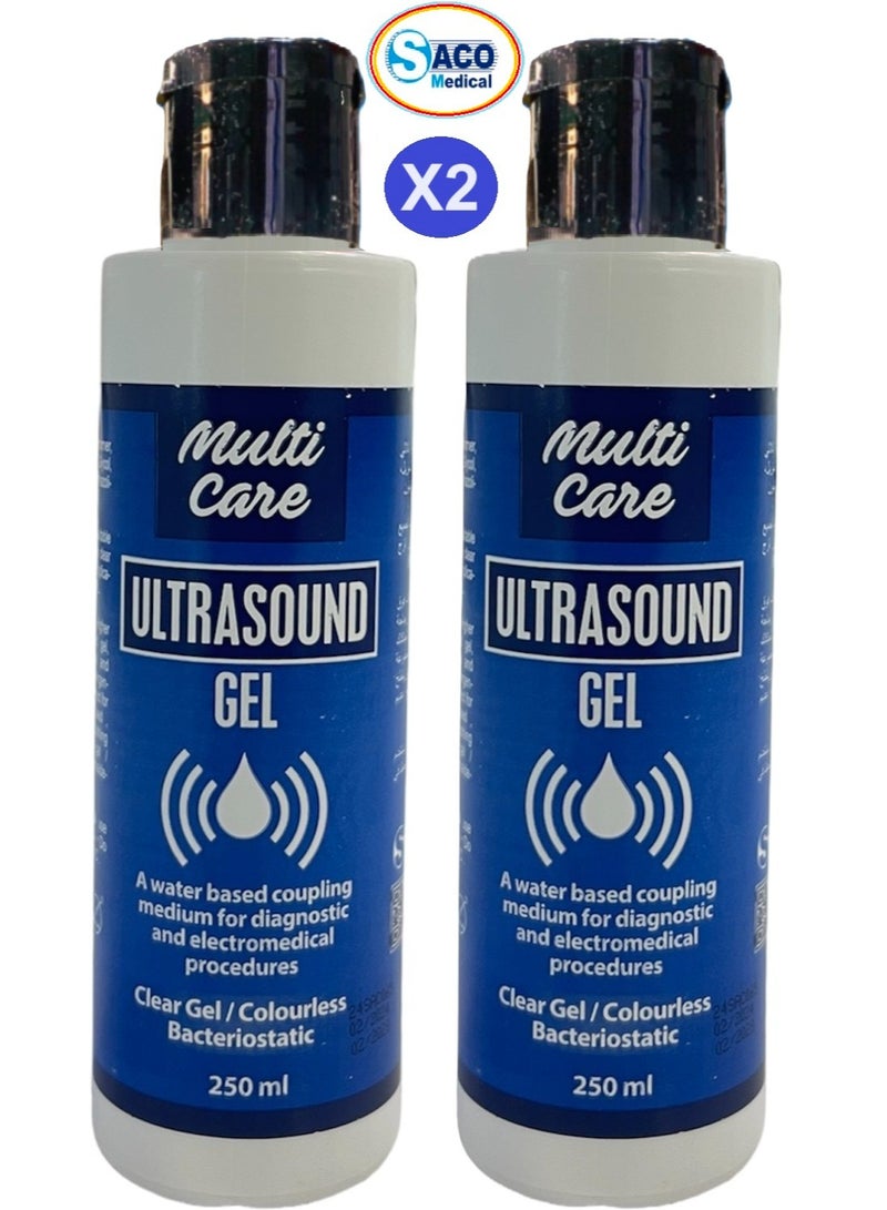 Saco SACO Clear Ultrasound  Gel Colourless Bacteriostatic for Ultrasound and Doppler Machines and Monitors 250ml ( 2 Pack )  - Image 1
