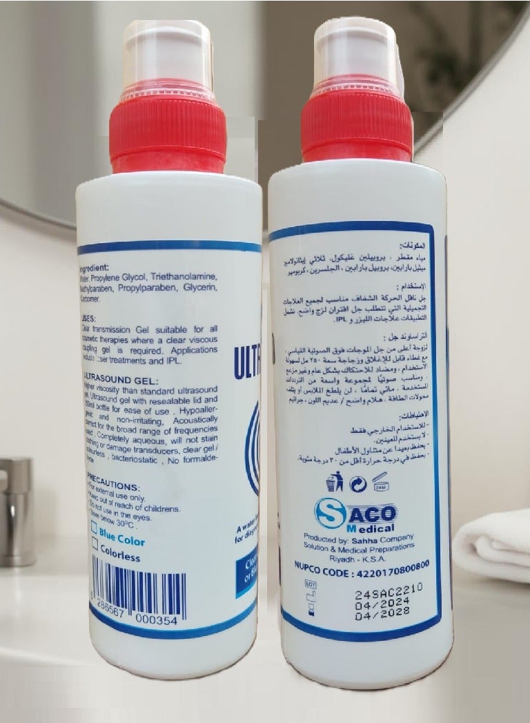 ساكو الترا ساوند جل بالموجات فوق الصوتية اقل حركة عالي اللزوجة  ومضاد للجراثيم 250 مل من ساكو ( 2 عبوة ) - Image 4