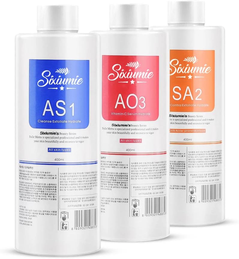 Marfort AS1 SA2 AO3 Aqua Peeling Solution Top Salon Skin Scrub Hydra Skin Scrub Special Solution Small Bubble Solution (3 x 400ml) - Image 1