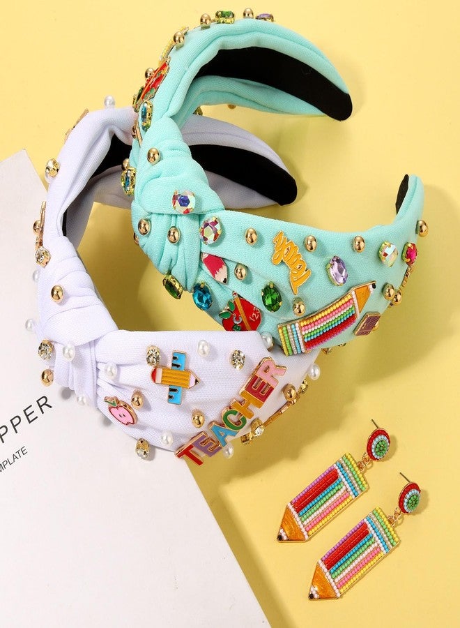 PHALIN Teacher Headbands for Women, Pencil Printed Wide Knotted Headbands, Teacher Appreciation Gifts, Back To School Hair Accessory Gifts (Pattern E) - Image 5