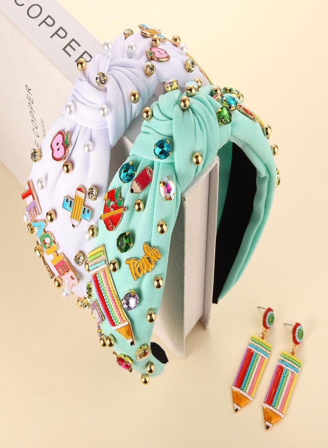 PHALIN Teacher Headbands for Women, Pencil Printed Wide Knotted Headbands, Teacher Appreciation Gifts, Back To School Hair Accessory Gifts (Pattern E) - Image 3