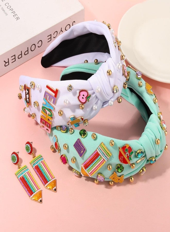 PHALIN Teacher Headbands for Women, Pencil Printed Wide Knotted Headbands, Teacher Appreciation Gifts, Back To School Hair Accessory Gifts (Pattern E) - Image 2