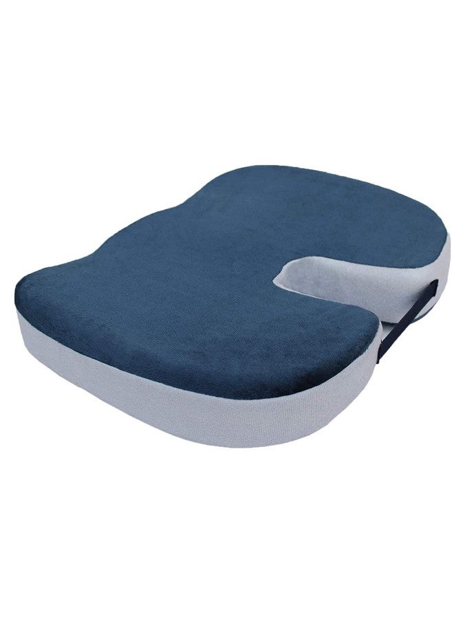 ZAXTY Orthopaedic Foam Coccyx Cushion Seat for Tailbone Pain, Sciatica, Lower Back Support and Pain Relief Ventilated Seat Cushion with Removable Cover for Office/Home Chair |Blue|Universal - Image 1
