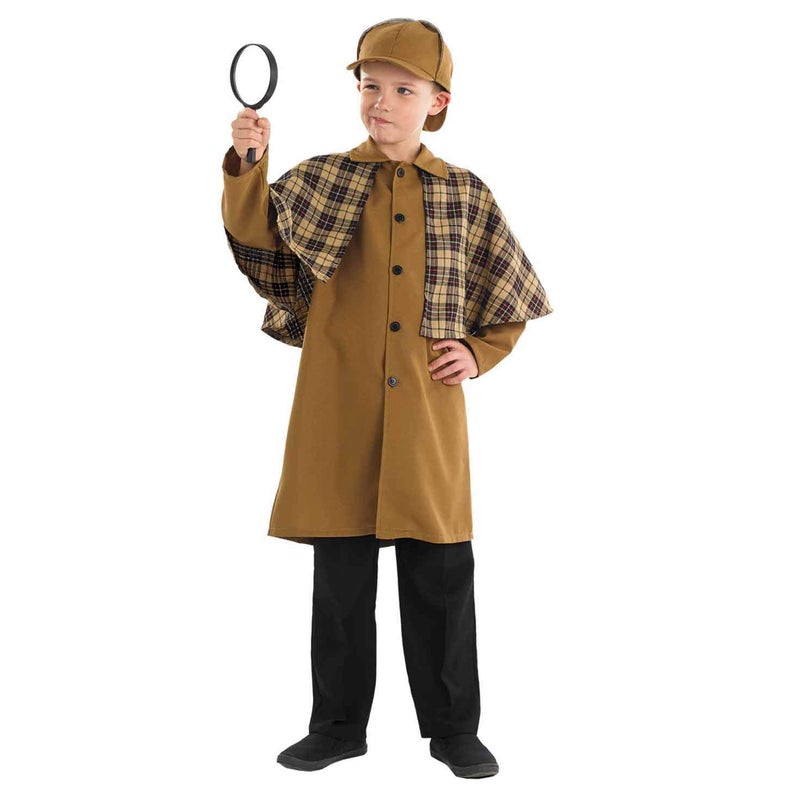 fun shack Kids Detective Costume Brown Victorian Historic Kids Halloween Costumes Large