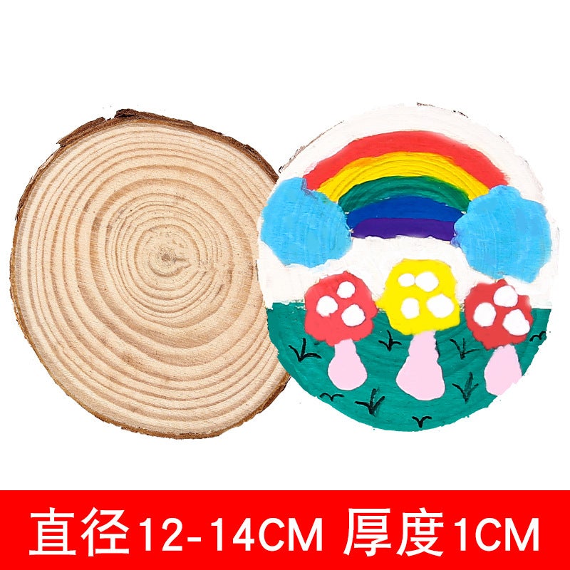 Diy Hand-Painted Round Wood Piece Kindergarten Handmade Material Children'S Wood Piece Painting Wooden Pile Annual Rings Coaster Decoration Material Painting - Image 1
