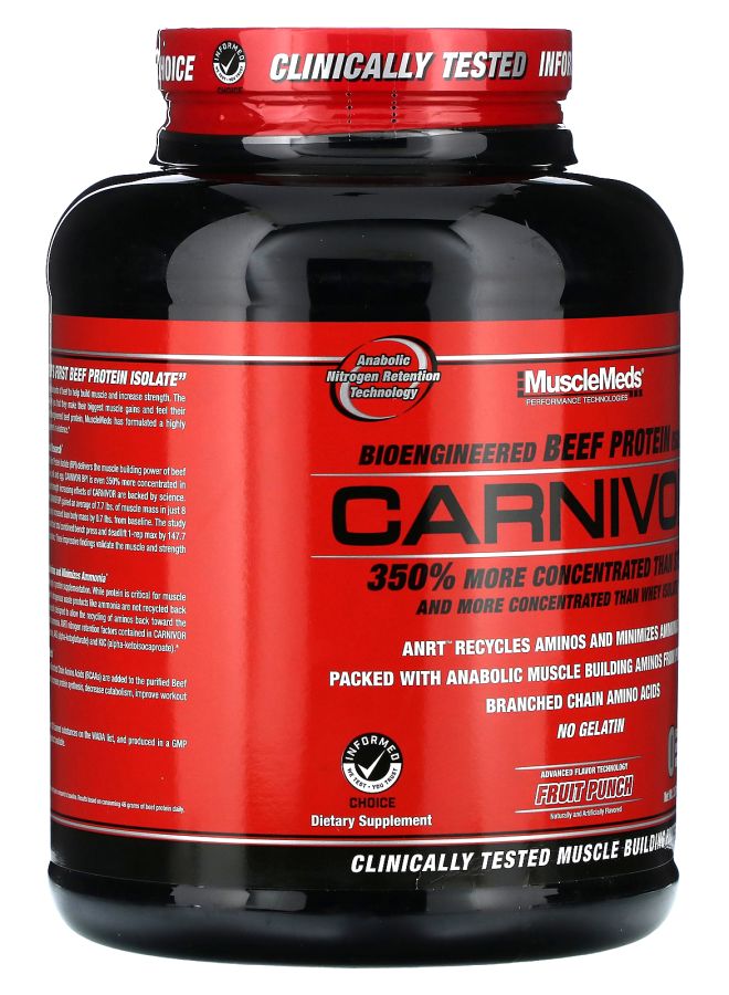 MUSCLEMEDS Carnivor Bioengineered Beef Protein Isolate Fruit Punch 3.67 lbs (1669 g) - Image 2