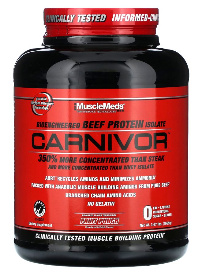 MUSCLEMEDS Carnivor Bioengineered Beef Protein Isolate Fruit Punch 3.67 lbs (1669 g) - Image 1