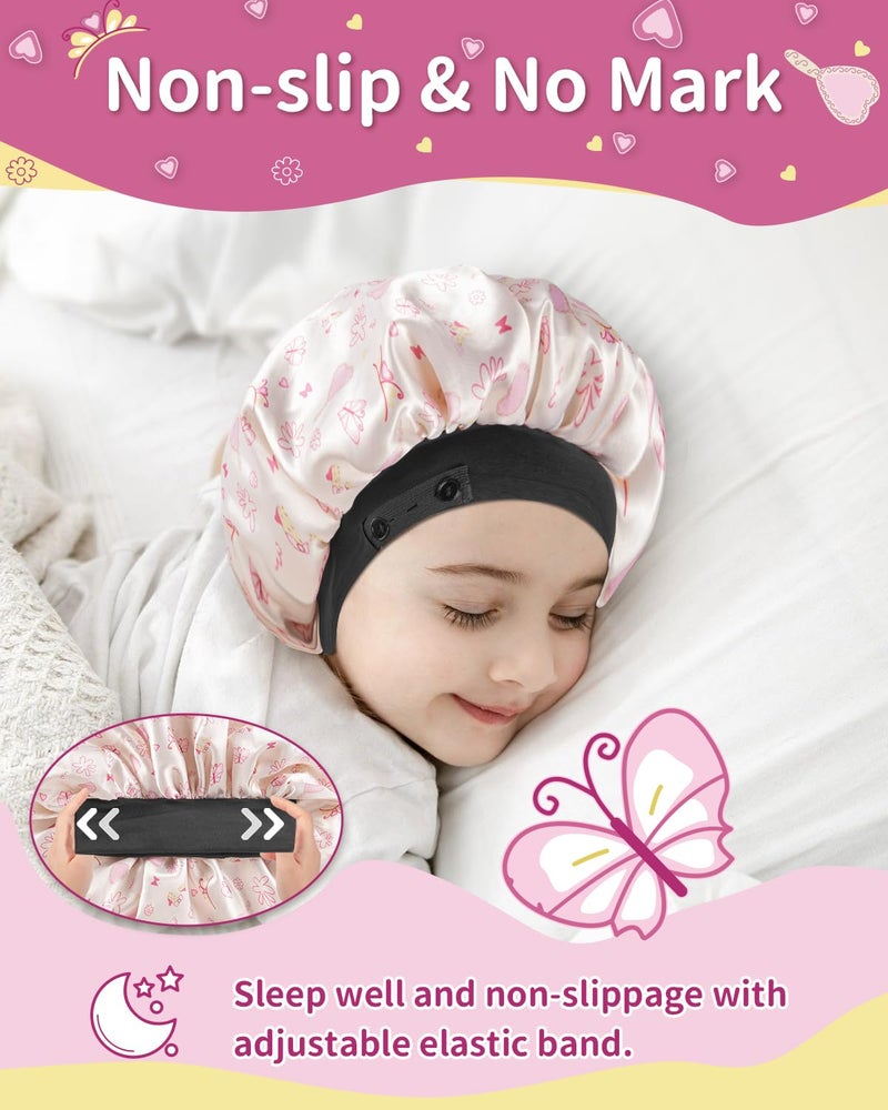 WINSTECK Satin Bonnet for Kids Baby, Soft Silk Bonnet for Girls Boys, Adjustable Elastic Band Sleep Cap for Toddler Child Curly Hair (Beige Heart) - Image 4