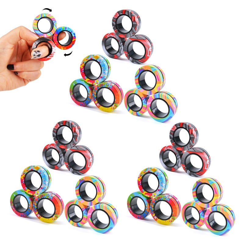 Cevioce Easter Basket Stuffers for Teens Boys Girls 27Pcs Magnetic Rings Fidget Toy Set ADHD Anxiety Magnetic Fidget Toys Adults Fidget Spinner Rings for Relief Easter Gifts for Kids Year Old - Image 3