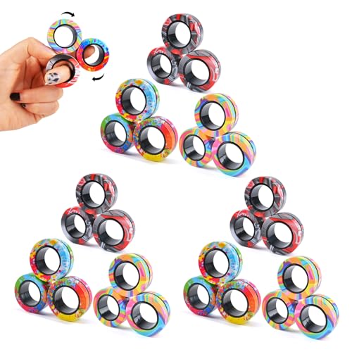Cevioce Easter Basket Stuffers for Teens Boys Girls 27Pcs Magnetic Rings Fidget Toy Set ADHD Anxiety Magnetic Fidget Toys Adults Fidget Spinner Rings for Relief Easter Gifts for Kids Year Old - Image 1