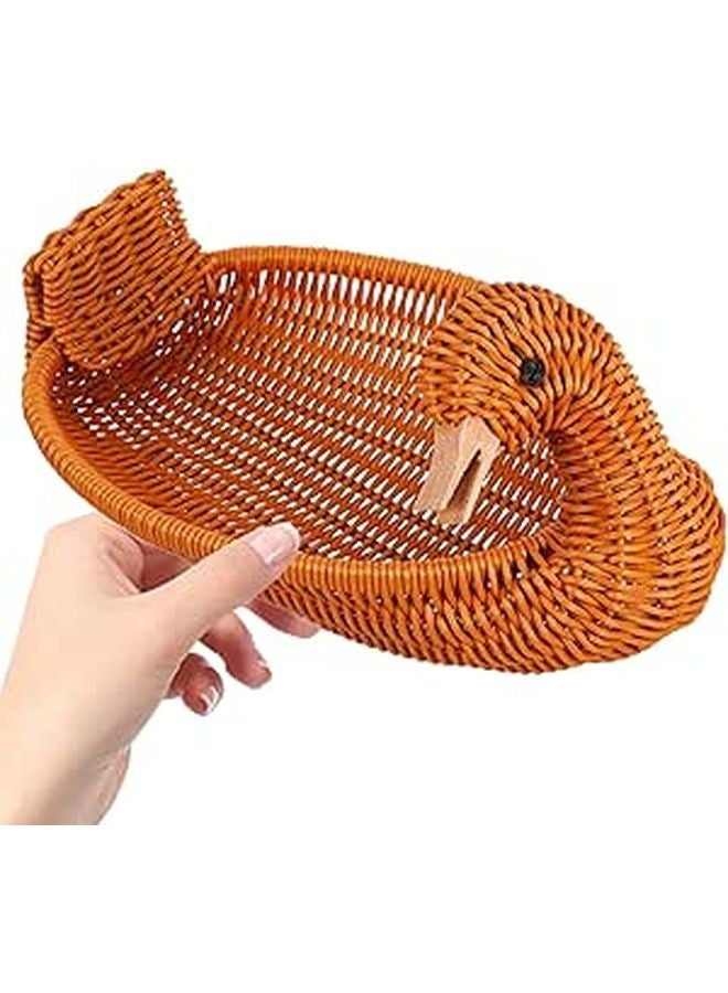 Duck Shaped Large Woven Snack Basket Imitation Rattan Fruit Holder Storage Organizer - Image 1