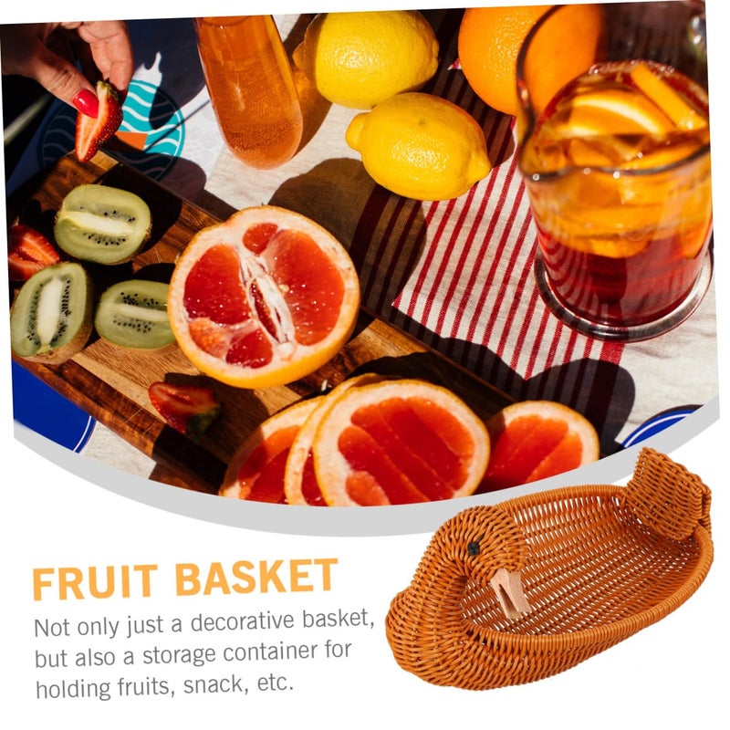 Duck Shaped Large Woven Snack Basket Imitation Rattan Fruit Holder Storage Organizer - Image 4