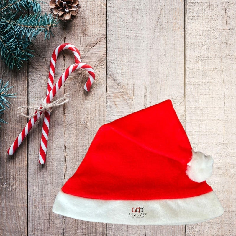 Salvus App SOLUTIONS Salvus APP SOLUTIONS Christmas Special Santa Claus HatCap Short Plush with White Cuffs NonWoven Fabric for Costume Party Christmas Fancy Dress Competition Pack of 5_Standard - Image 4